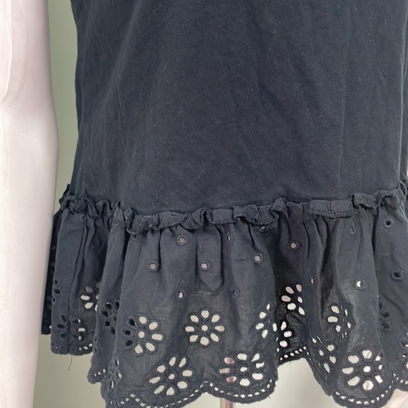 J. Crew Black Eyelet Hem Tank size XS - Picture 2 of 5